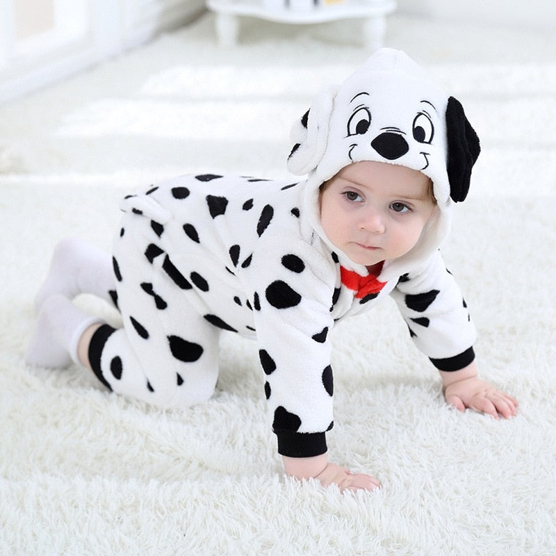 Dalmatians Cosplay Costume For Baby Child Winter Gift Animal Kigurumis Homewear Zipper Jumpsuit Girls Kawaii Puppy Dog Pajamas