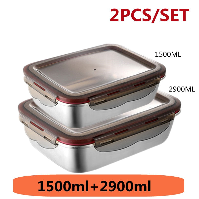 304 Stainless Steel Lunch Box Travel Leakproof Bowls Home Containers Microwave Heating Lunchboxs Big Capacity Food Lunchbox