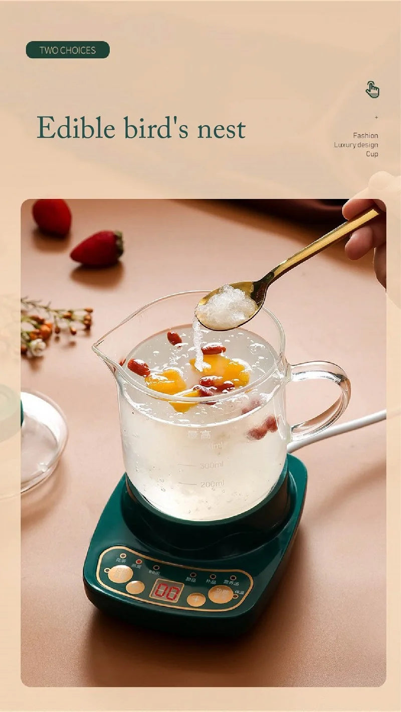 110V/220V Health Cup Home Electric Kettle Heating Cup Office Tea Maker 9.5h Appointment Electric Stew Cup Auto Keep Warm 600ml