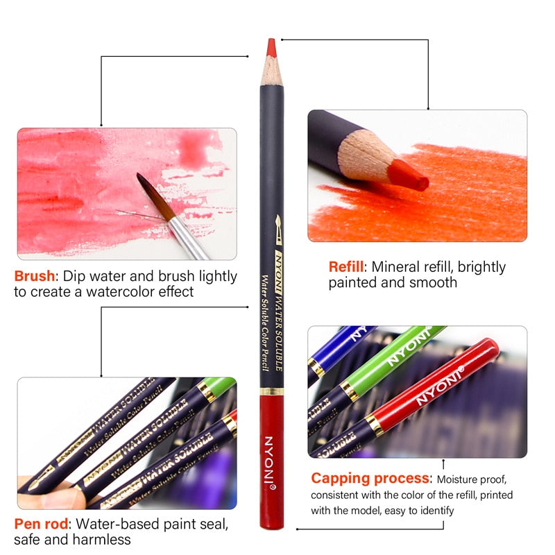Watercolor Pencils Art Iron box Colored Pencil 36 48 72 100Colors lapis de cor Professional Pencils For Drawing School Supplies