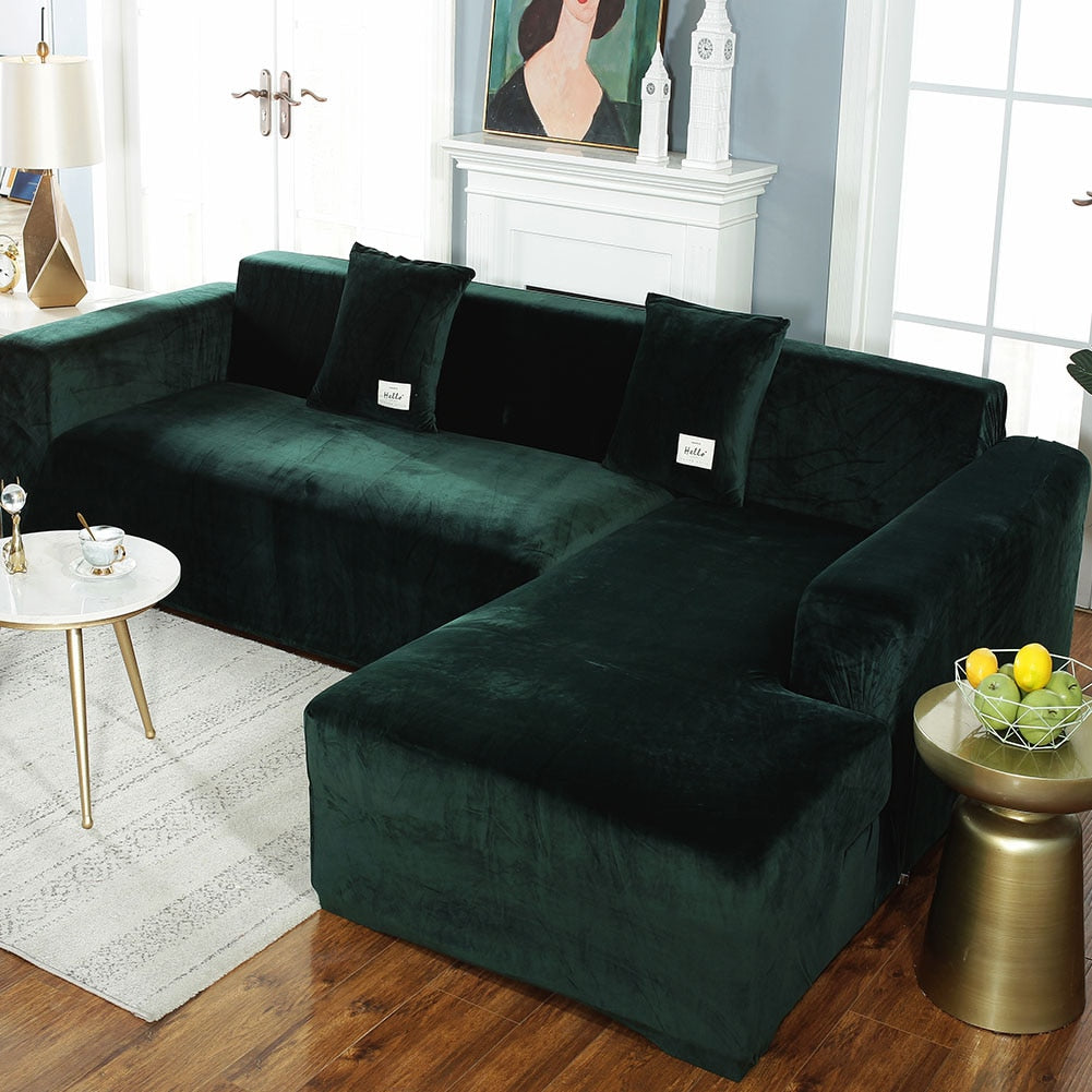2022 Velvet L Shaped Sofa Cover For Living Room Elastic Furniture Couch Slipcover Chaise Longue Corner Sofa Covers Stretchable