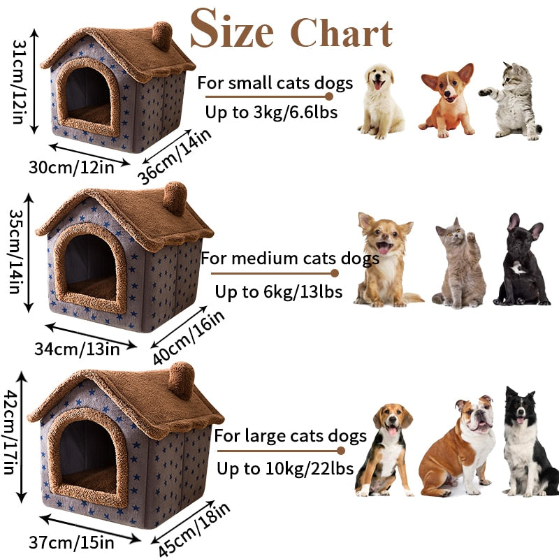 Foldable Cat Bed Pet Dog House Winter Cat Villa Sleep Kennel Removable Warm Nest Enclosed Tents Cave Sofa Pet Supplies cama gato
