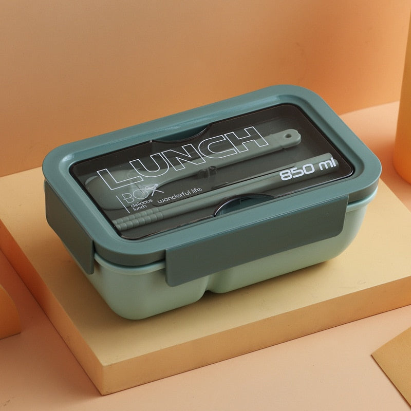 850ml/1100ml Portable Lunch Box Food Container Microwave Oven Lunch Bento Boxes Lunchbox With Cutlery Sets