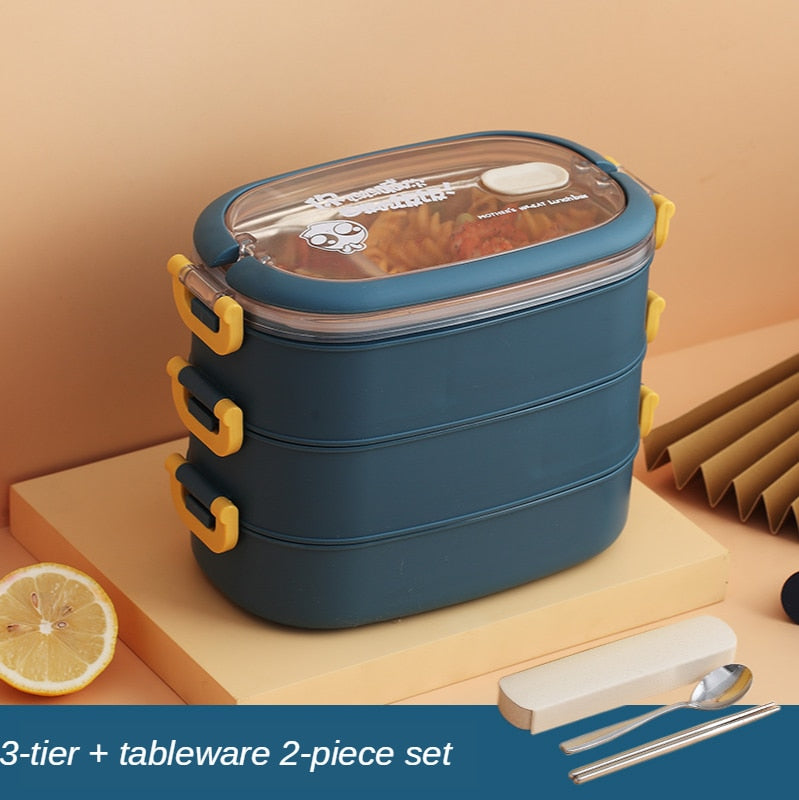 Multi-Layer Bento Box Japanese Style Portable Outdoor 304 Stainless Steel Thermal Lunch Box for Kids with Compartment Food Boxs