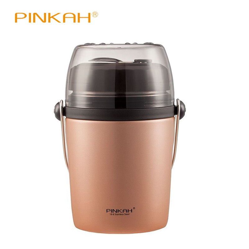 New Pinkah 1.6L Large Capacity 3-Layer Vacuum Insulated Bento Box Household Food Insulation Tank 304 Stainless Steel Lunch Box