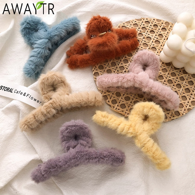 Cute Colorful Soft Plush Hair Claws