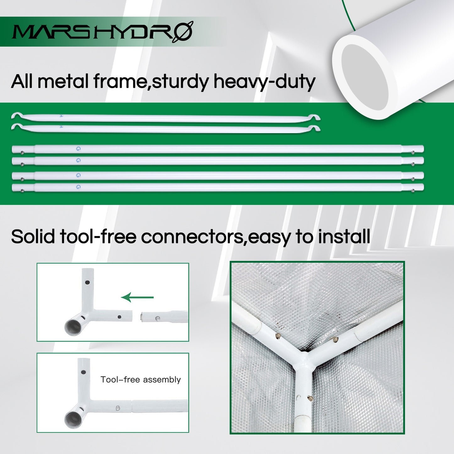 Mars Hydro Reflective Mylar Grow Tent 1680D 100x100x180cm Growing Tent for Plants, Grow Kit (39''x39''x70'')