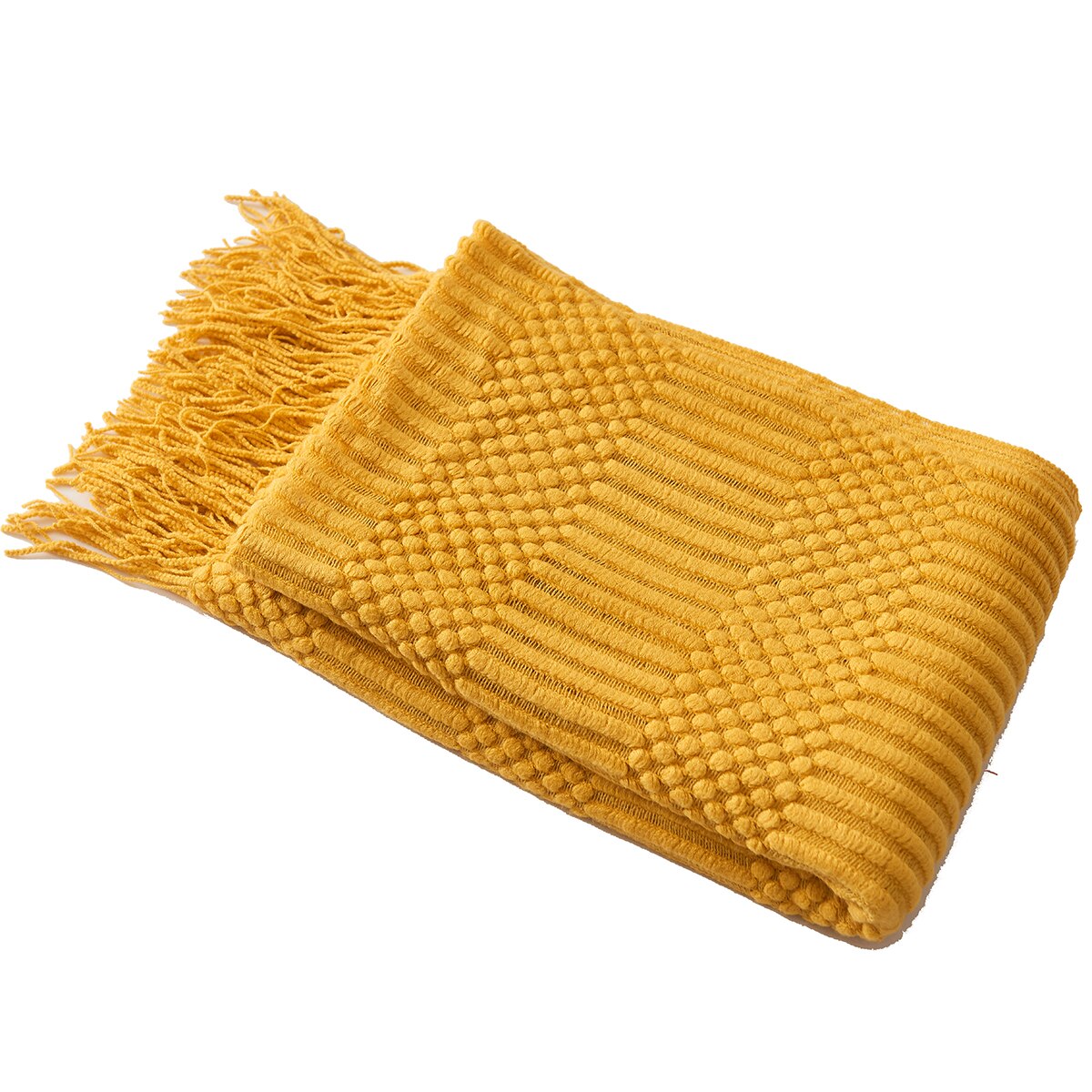 Nordic Knitted Blanket Bed Sofa Throw Blanket With Tassels Solid Colour Leisure Shawl Blanket Travel Air Conditioning Blankets