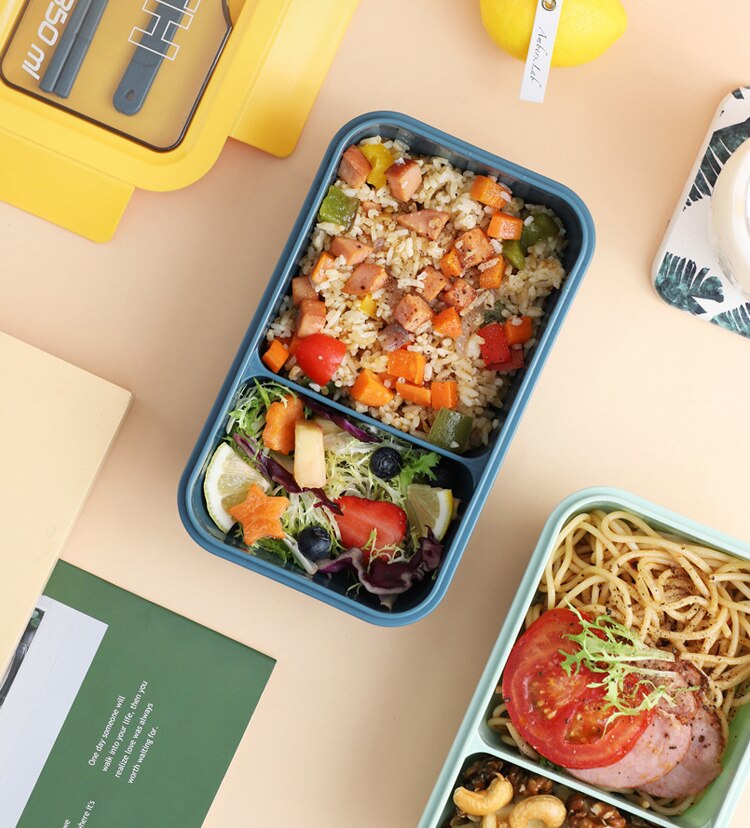 850ml/1100ml Portable Lunch Box Food Container Microwave Oven Lunch Bento Boxes Lunchbox With Cutlery Sets