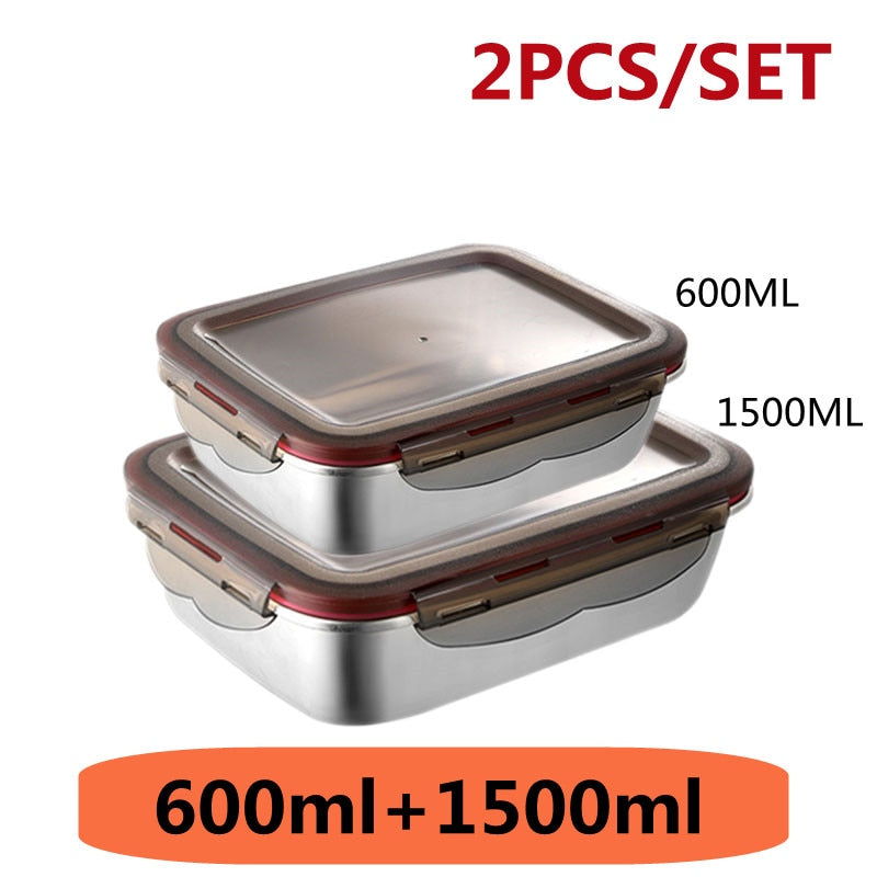 304 Stainless Steel Lunch Box Travel Leakproof Bowls Home Containers Microwave Heating Lunchboxs Big Capacity Food Lunchbox