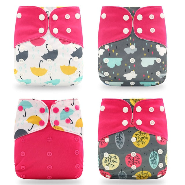 Baby Nappy 4Pcs/Set Diaper Cover Waterproof&Reusable Cloth Diaper
