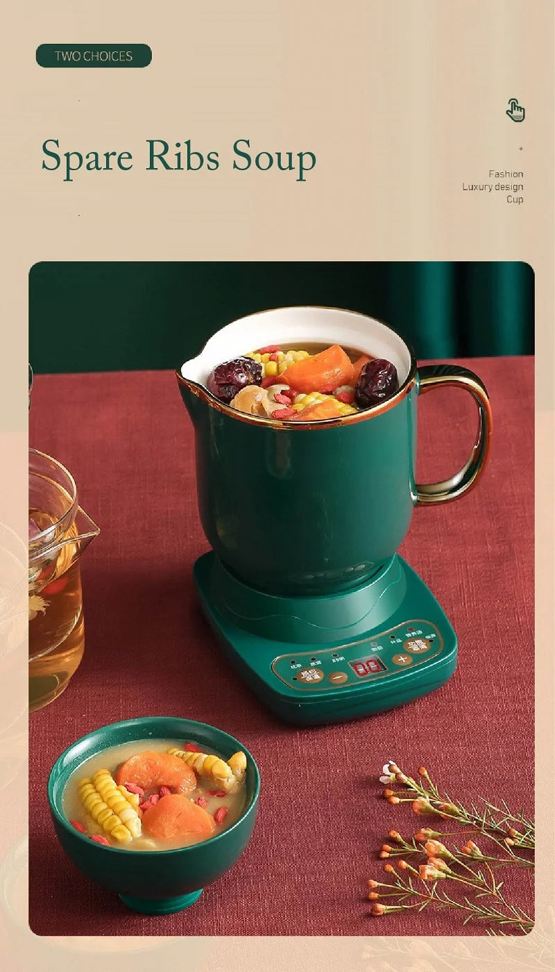110V/220V Health Cup Home Electric Kettle Heating Cup Office Tea Maker 9.5h Appointment Electric Stew Cup Auto Keep Warm 600ml