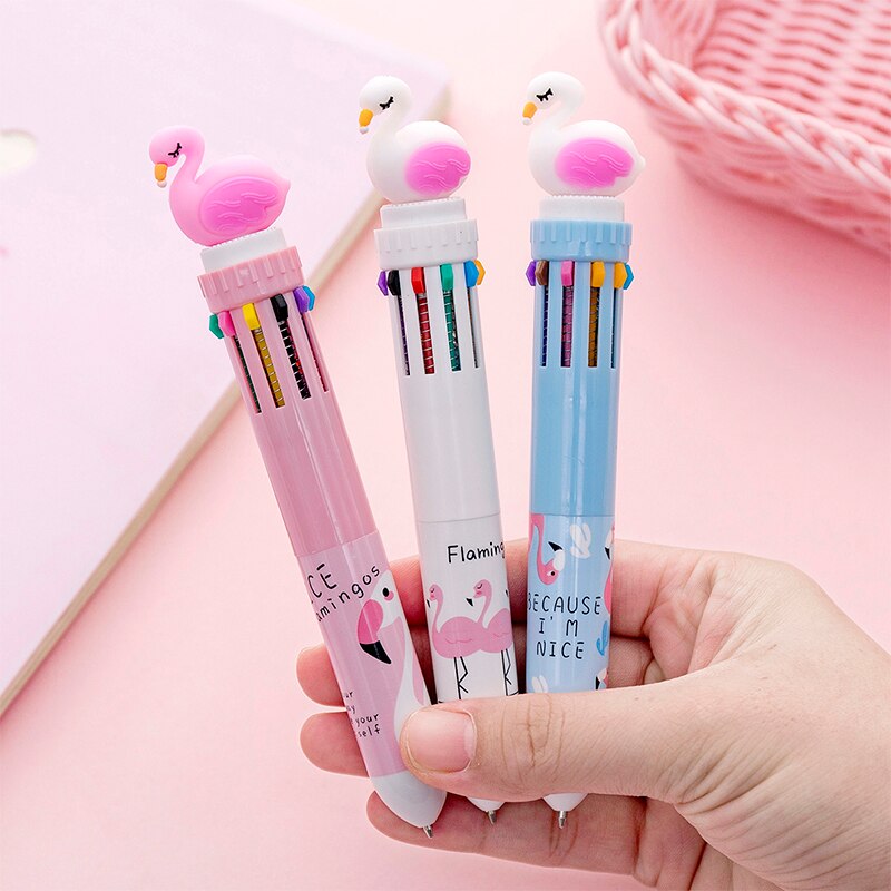 10 Colors Ballpoint Pen Kawaii Stationery Cute Pens
