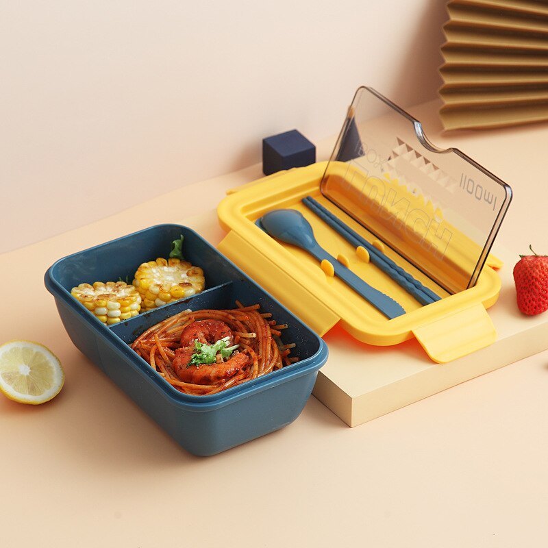 850ml/1100ml Portable Lunch Box Food Container Microwave Oven Lunch Bento Boxes Lunchbox With Cutlery Sets