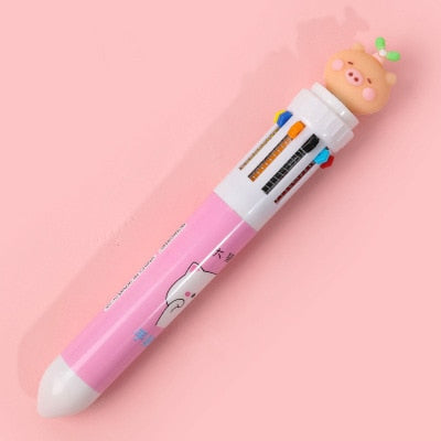 10 Colors Ballpoint Pen Kawaii Stationery Cute Pens