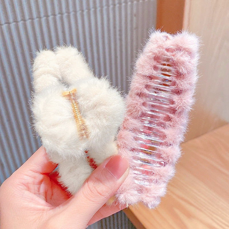 Cute Colorful Soft Plush Hair Claws