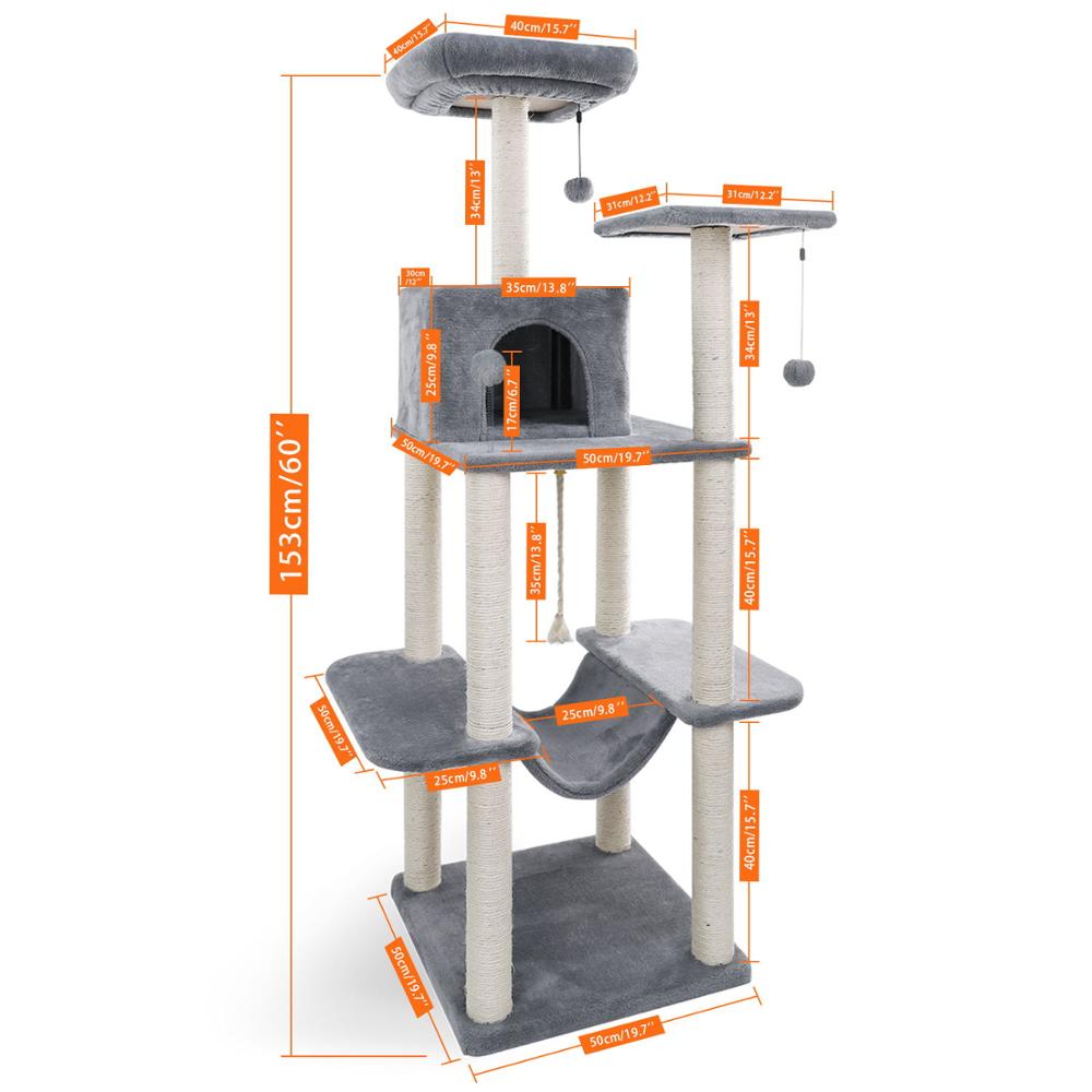 Cat Tree Tower Condo Playground Cage Kitten Multi-Level Activity Center Play House Medium Scratching Post Furniture Plush
