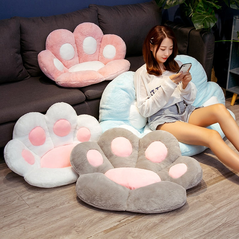 Kawaii Cat Paw Seat Cushion Squishy Giant Stuffed Plush Soft Sofa Indoor Home Chair Decor Pillow Cute Birthday Gift For Girls