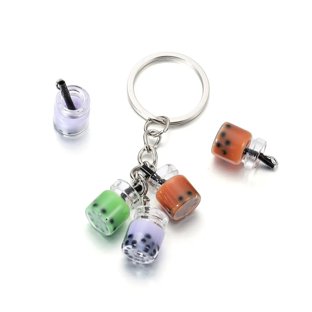 10 Pcs/Lot Resin Pearl Milk Tea Charms Boba Pendants Mini Bottle Charms Handmade Crafts for Earring Keychain DIY Jewelry Craft