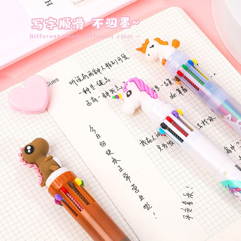 10 Colors Ballpoint Pen Kawaii Stationery Cute Pens