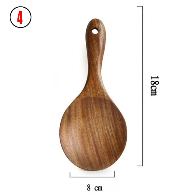 1-7pcs/set Teak natural wood tableware spoons