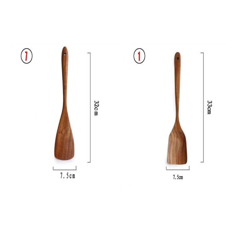 1-7pcs/set Teak natural wood tableware spoons