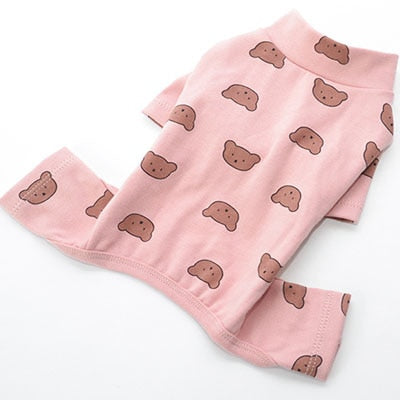 Cotton Pet Clothes Bear Pattern Dog Pajamas Jumpsuit 4 Legs Coat O-neck Tshirt Sweatshirt Pajamas Overalls Puppy Cat Tracksuits