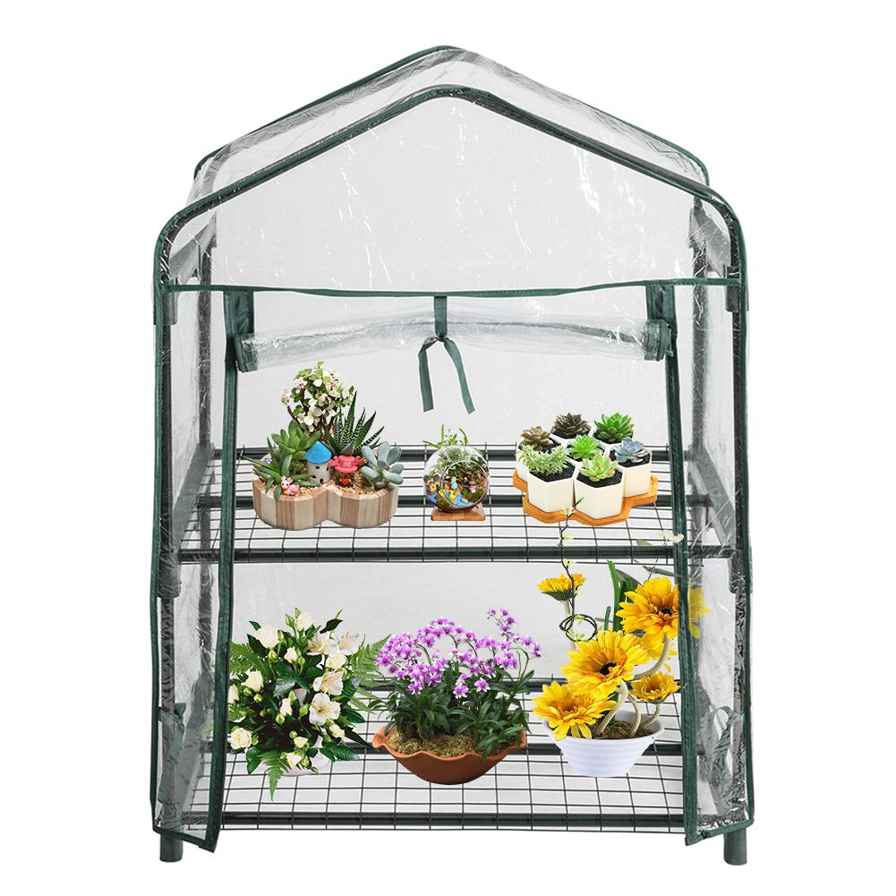PVC Warm Garden Tier Mini Household Plant Greenhouse Cover Waterproof Anti-UV Protect Garden Plants Flowers (without Iron Stand)