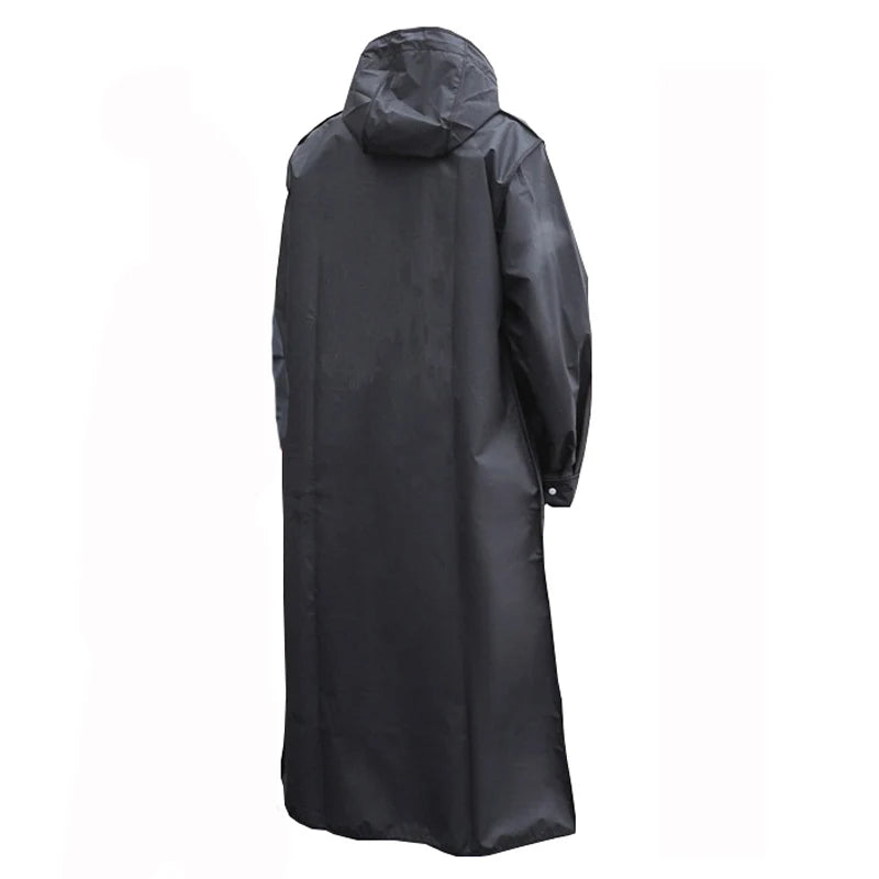 Black Fashion Adult Waterproof Long Raincoat Women Men Rain Coat Hooded For Outdoor Hiking Travel Fishing Climbing Thickened