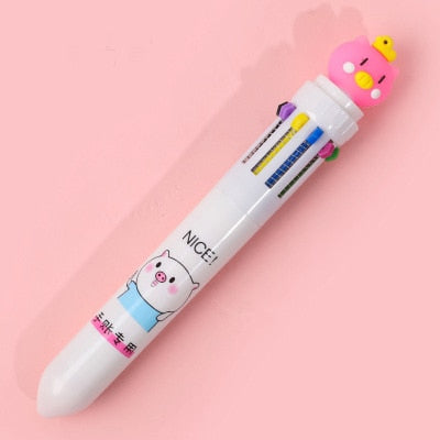 10 Colors Ballpoint Pen Kawaii Stationery Cute Pens