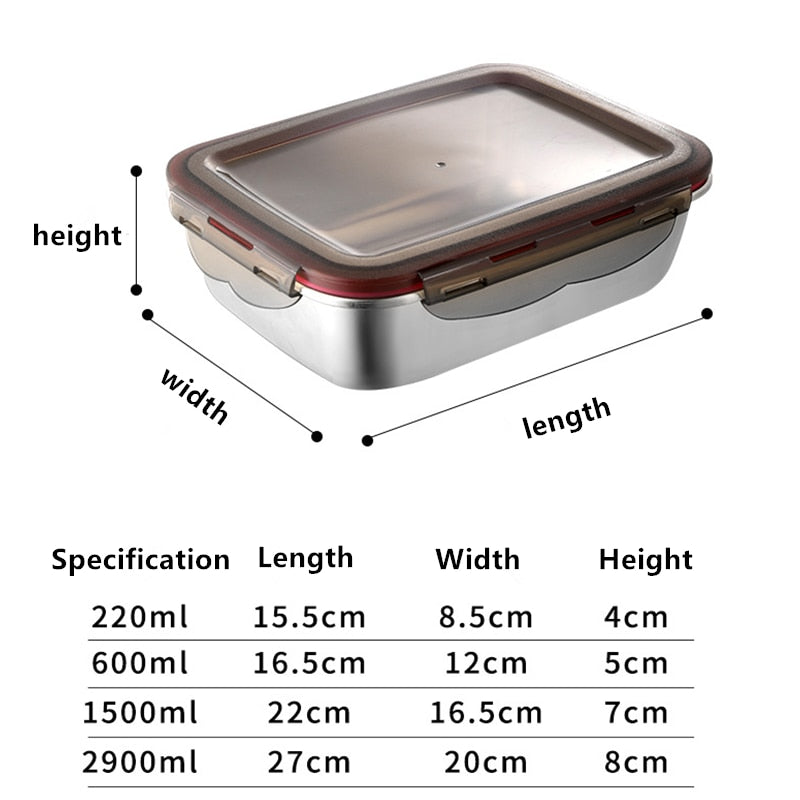 304 Stainless Steel Lunch Box Travel Leakproof Bowls Home Containers Microwave Heating Lunchboxs Big Capacity Food Lunchbox