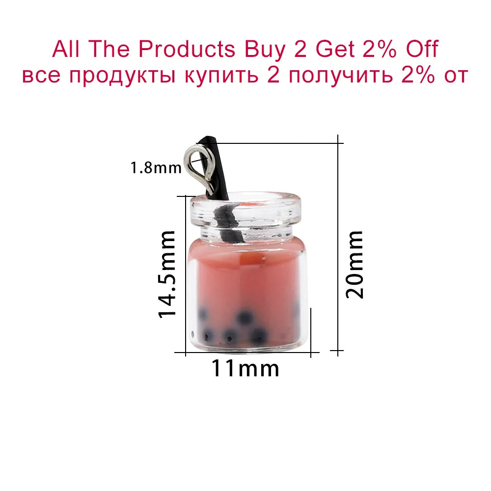 10 Pcs/Lot Resin Pearl Milk Tea Charms Boba Pendants Mini Bottle Charms Handmade Crafts for Earring Keychain DIY Jewelry Craft