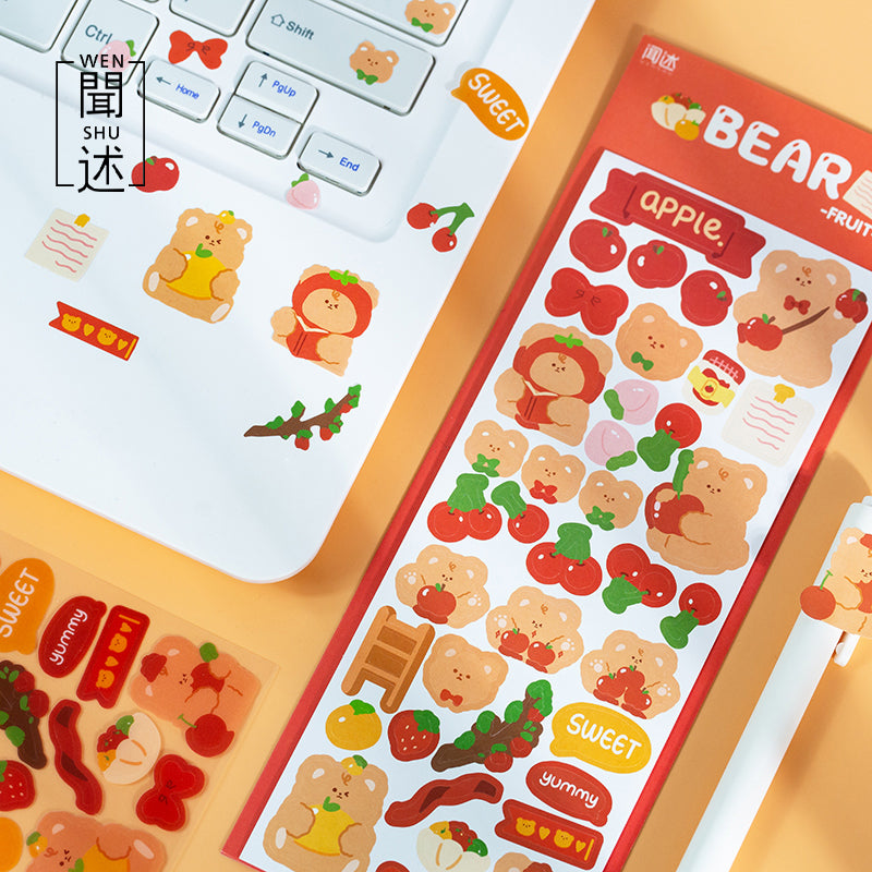 Bear Daily Series Hand-Painted Stickers Cartoon Material Stickers Children's Cute Decorative Small Patterns