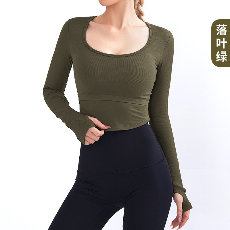 Lulu Yoga Clothes with Chest Pad Women's 2023 New Arrived Fancy Sports Top Short Sleeve Professional Running Workout T-shirt