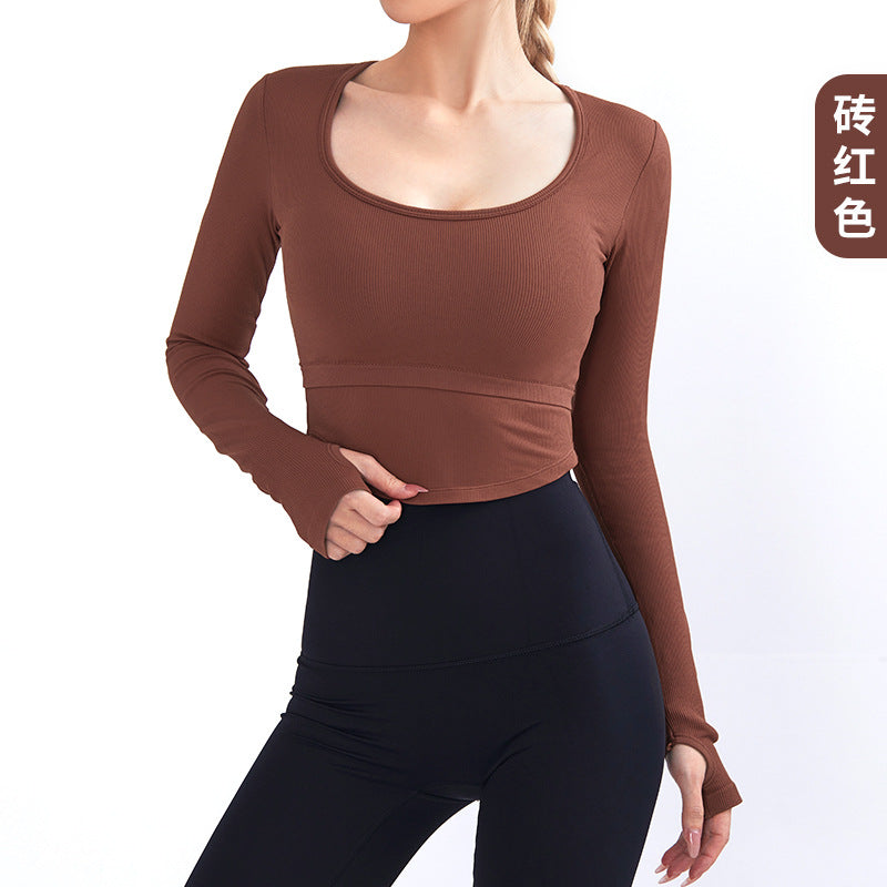Lulu Yoga Clothes with Chest Pad Women's 2023 New Arrived Fancy Sports Top Short Sleeve Professional Running Workout T-shirt