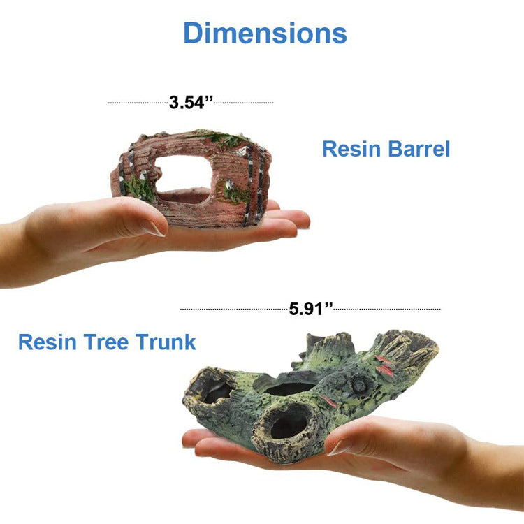 Aquarium Artificial Barrel Cave Resin Ornaments Decorations Landscaping Accessories For Fish Tank Aquarium Decoration Background