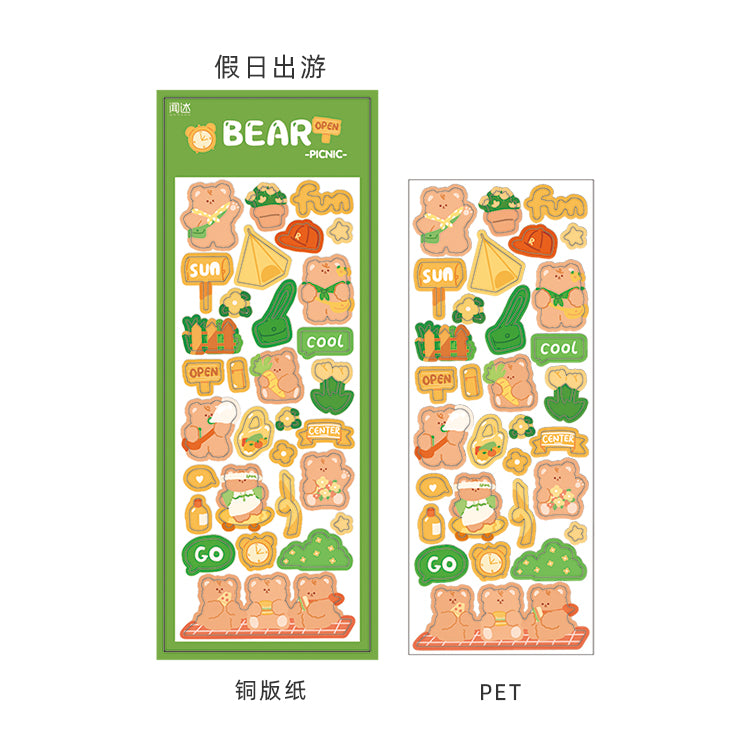 Bear Daily Series Hand-Painted Stickers Cartoon Material Stickers Children's Cute Decorative Small Patterns