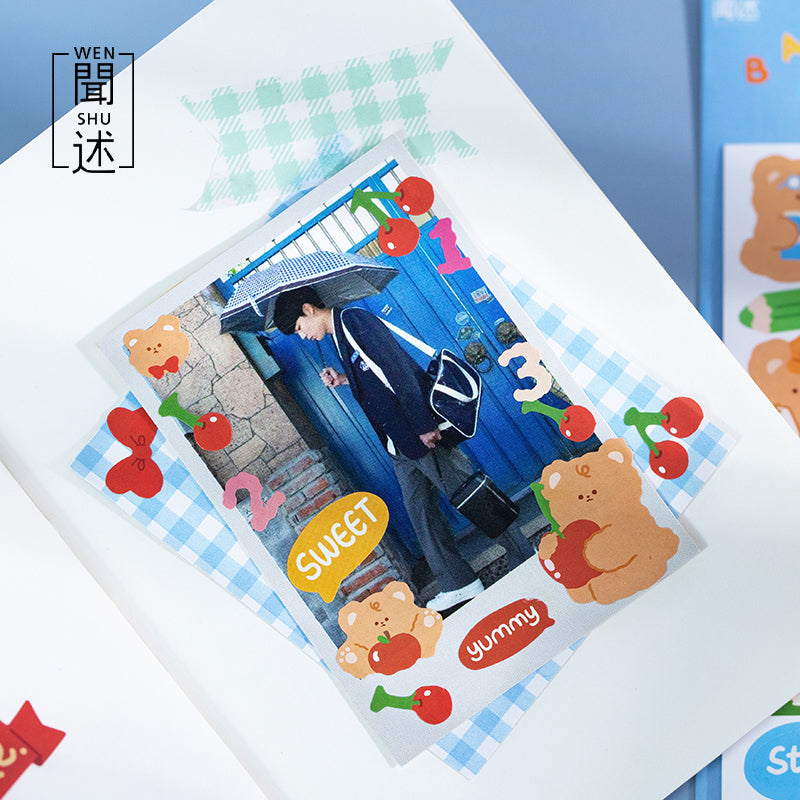Bear Daily Series Hand-Painted Stickers Cartoon Material Stickers Children's Cute Decorative Small Patterns