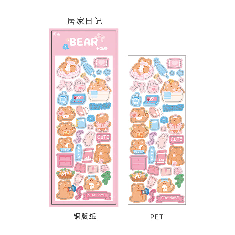 Bear Daily Series Hand-Painted Stickers Cartoon Material Stickers Children's Cute Decorative Small Patterns
