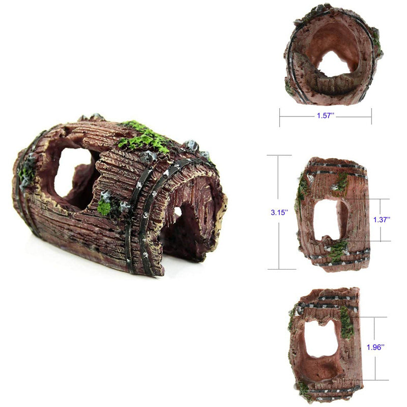 Aquarium Artificial Barrel Cave Resin Ornaments Decorations Landscaping Accessories For Fish Tank Aquarium Decoration Background