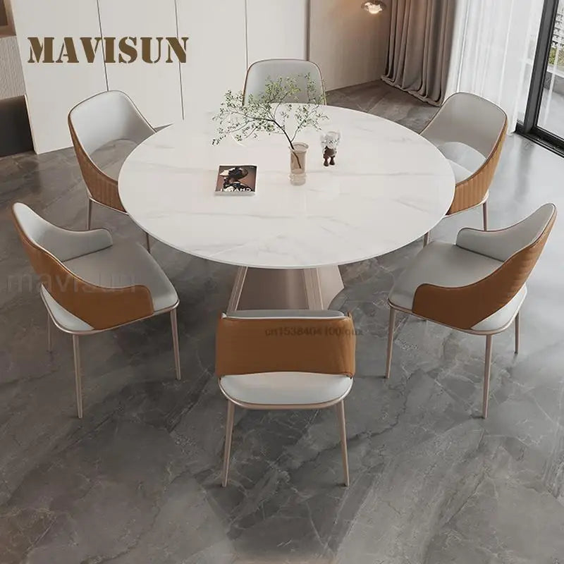 Luxury Dining Table Extendable Rotating Sintered Stone Desktop For 4 Or 6 People Home Furniture Versatile Round Kitchen Table