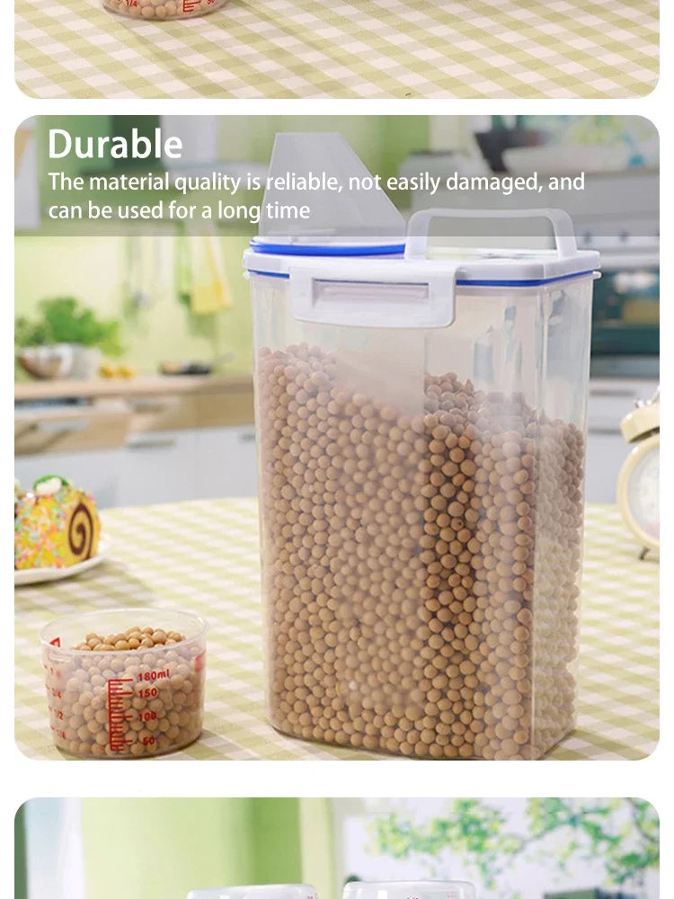 Airtight Food Storage Container Large Capacity Kitchen Rice Bucket Pet Food Dispenser Grains Moisture And Insect Proof EasyClean