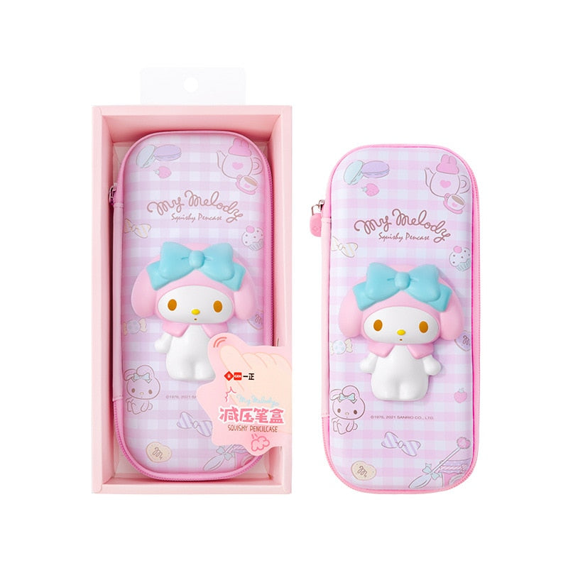 Sanrio PU Large Capacity Pencil Case Kawaii HelloKitty Cinnamoroll Melody School Pencils Bag Pouch Pen Case Supplies Stationery