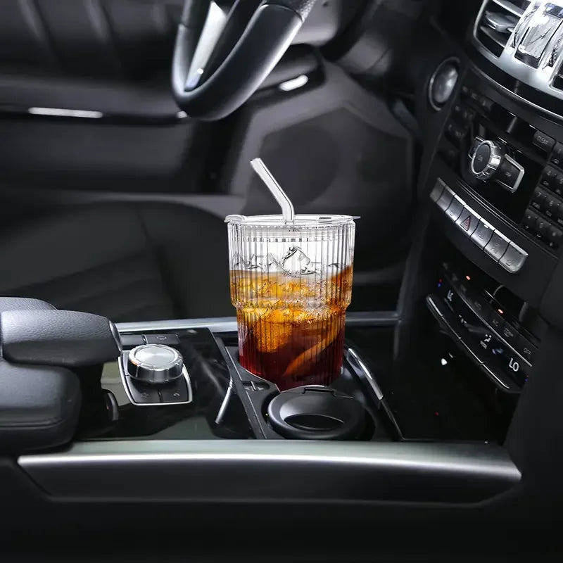 12 ounce iced coffee cup with lid and straw, set of 6, non fragile drinking cup, reusable iced coffee cup for iced tea and juice