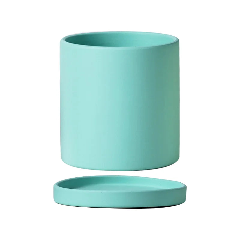 Flower Plant Pot Colorful Ceramic Flowerpot Nordic Style Succulent Planter Cylindrical Flower Pots With Hole Garden Decoration