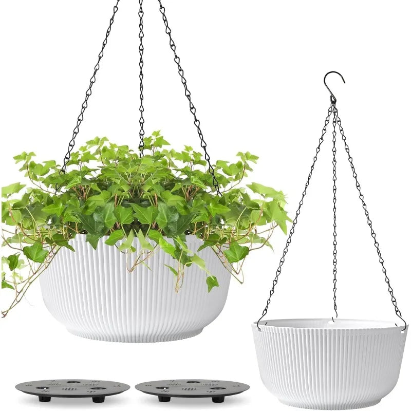 12 Inch Large Hanging Planters for Outdoor Plants, 2 Pack Self Watering Hanging Pots Indoor, Hanging Baskets for Plants