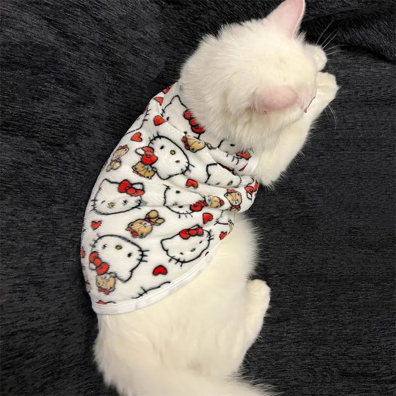 Kawaii Hello Kitty Cat Sweater Costume Winter Warm Pet Clothes for Cats Pullover Mascotas Clothing Gatos Products for Animals