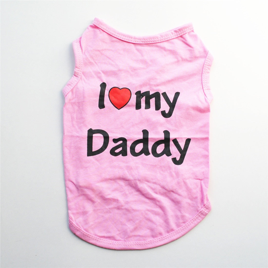 Cute Cotton Pet Clothes For Bichon Teddy Chiuaua Pink Black Bue Classic Love Mommy Daddy Pattern Dogs Vest T-Shirt Product