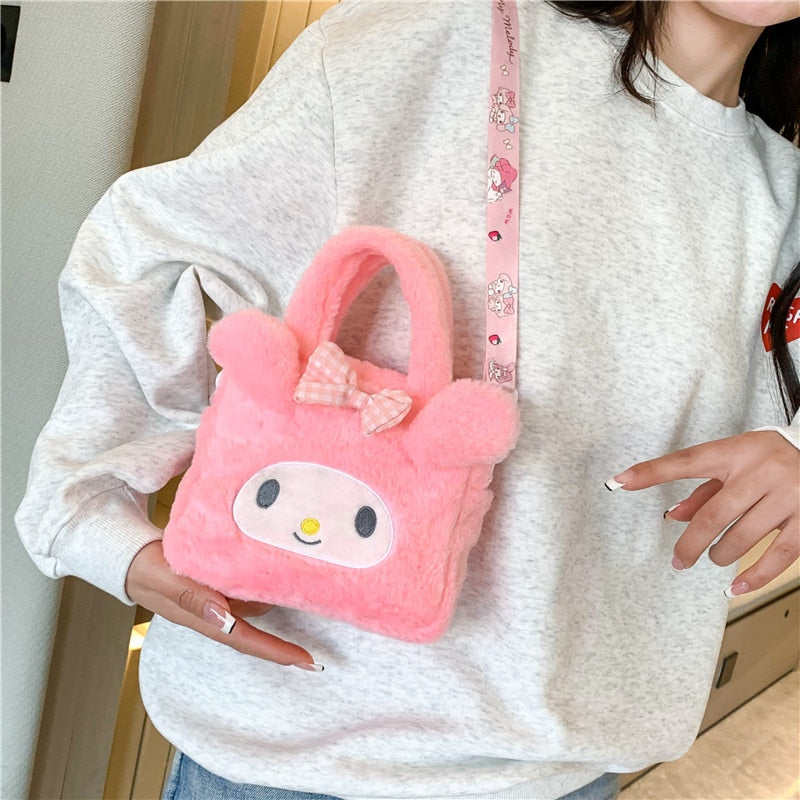 Sanrio Bag Kawaii Plush Cinnamoroll Melody Kuromi Soft Stuff Handbag Shoulder Bag Anime Stuffed Backpack Girls Children Gifts