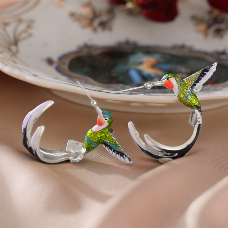 Women's Earrings 3D Hummingbird Earrings Animal Jewelry Cute Girly Ear Accessories Wedding Party Gifts
